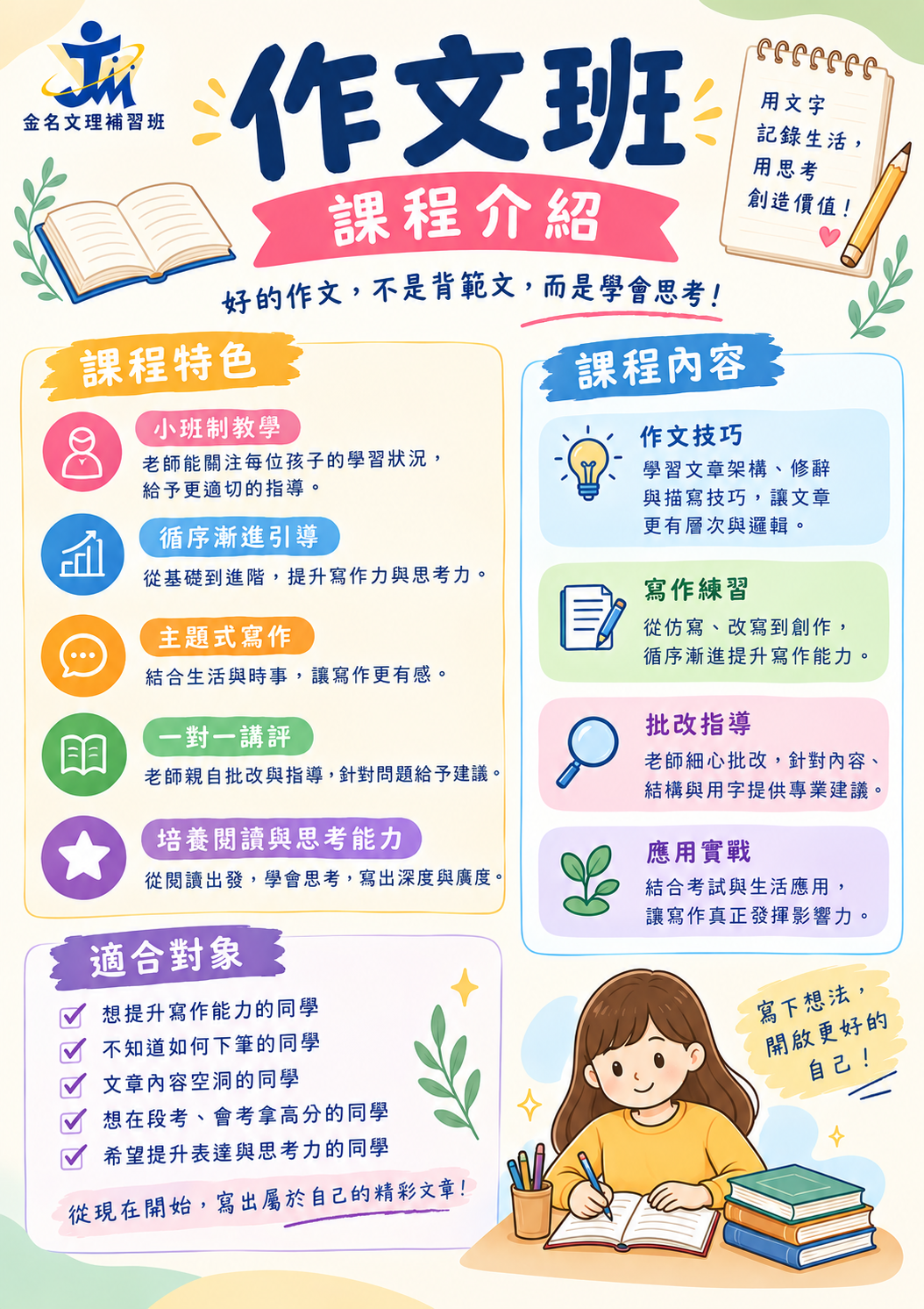 金名文理補習班的課程介紹圖片